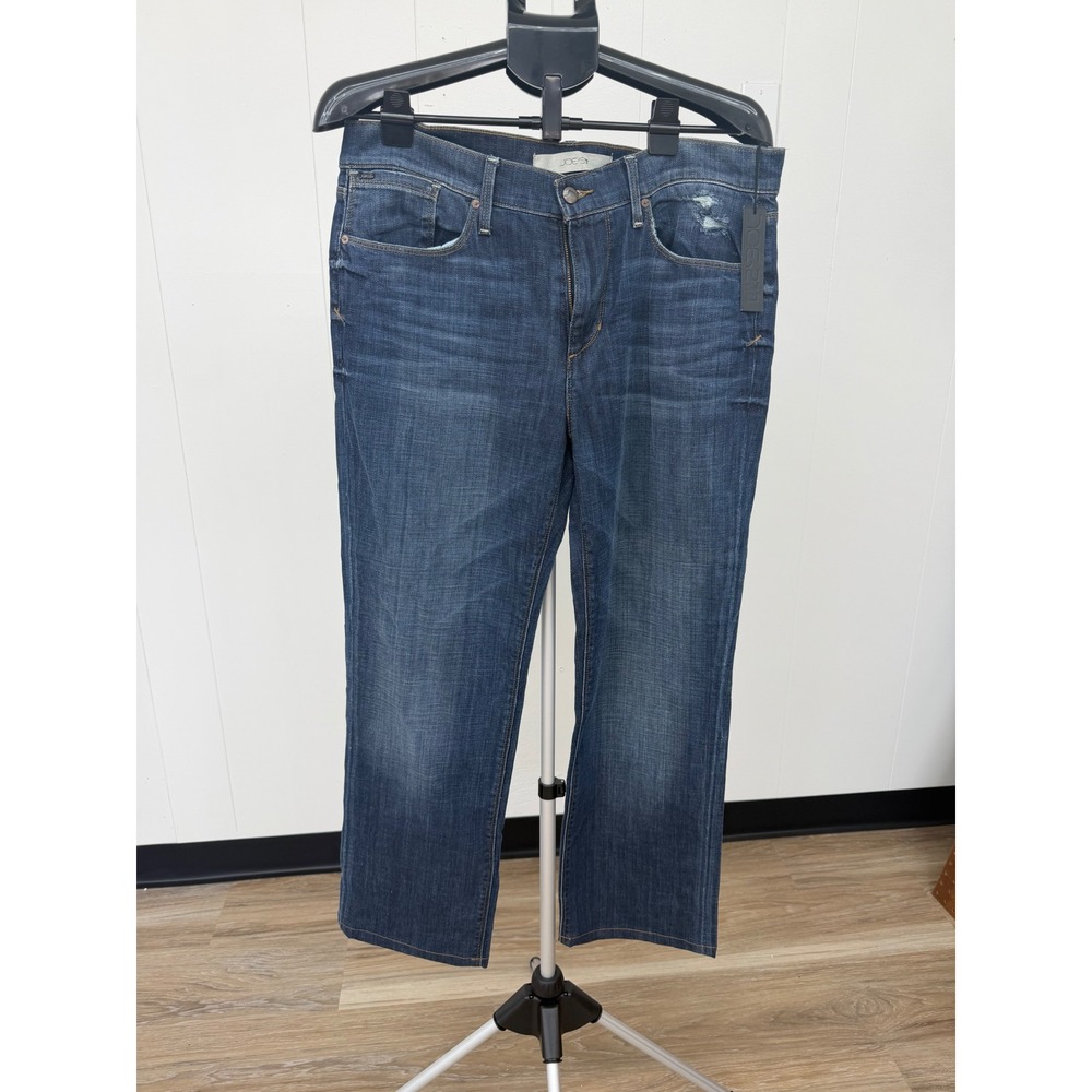 Joe's Jeans Straight Leg Women Size 34 Dark Blue NWT Distressed Denim